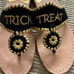 Jack Rogers Black and Gold Sandals